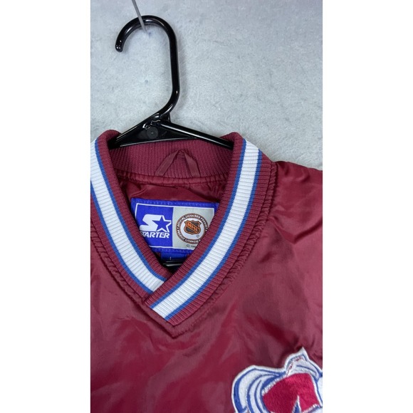 Vintage Colorado Avalanche Jacket Mens Large Red NHL Hockey Starter Sakic 19 - Picture 3 of 14
